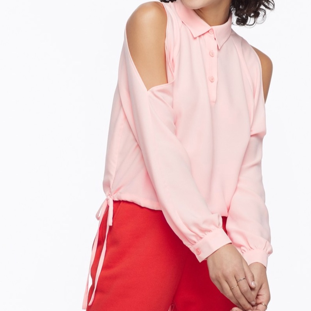 NWT k/lab Button Front Cold-Shoulder Blouse SZ M, SZ S
